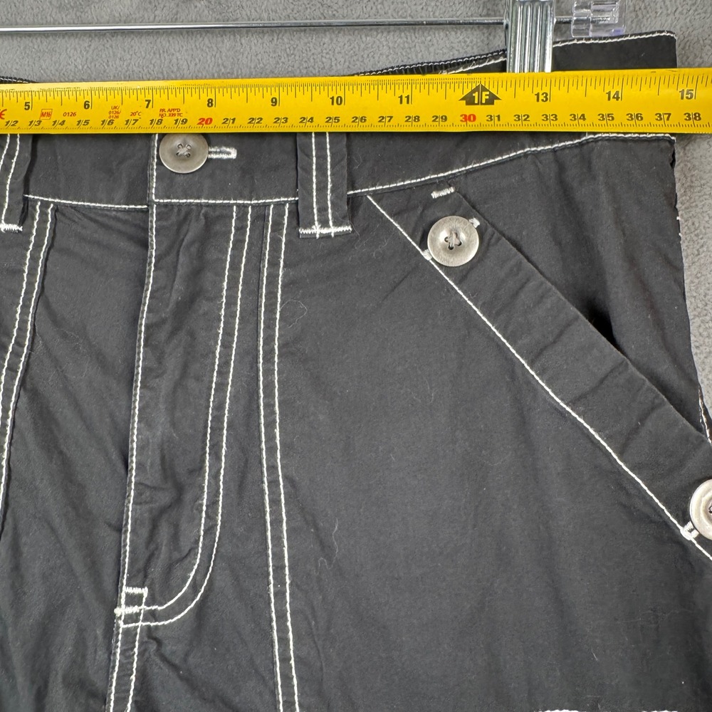BDG Urban Outfitters Black Contrast Stitch Cargo Pants Baggy Y2K Streetwear 2 - Picture 2 of 9